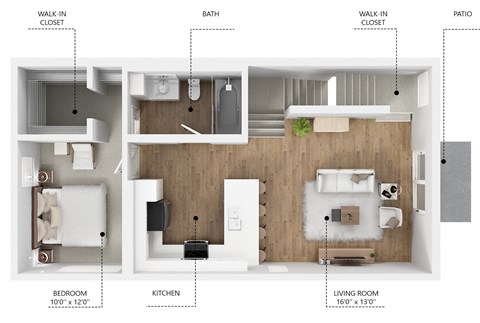 Floor plan for 3 beds, 3 baths, 1830 sqft